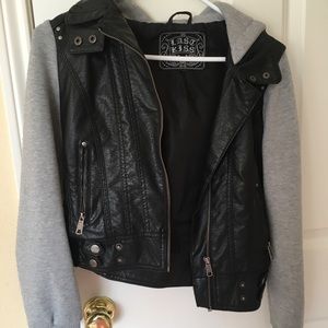 Hooded leather jacket